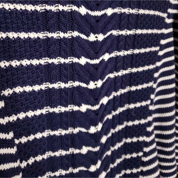 Cupio Womens Nautical Navy White Striped Crew Neck Sweater Medium - Picture 3 of 5